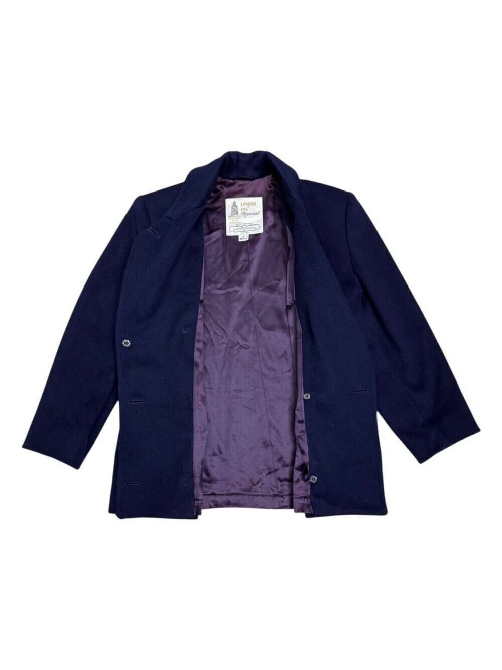 LONDON FOG Maincoats Vintage Retro Blue Business Winter Pea Coat Womens 6 Petite - Picture 2 of 7